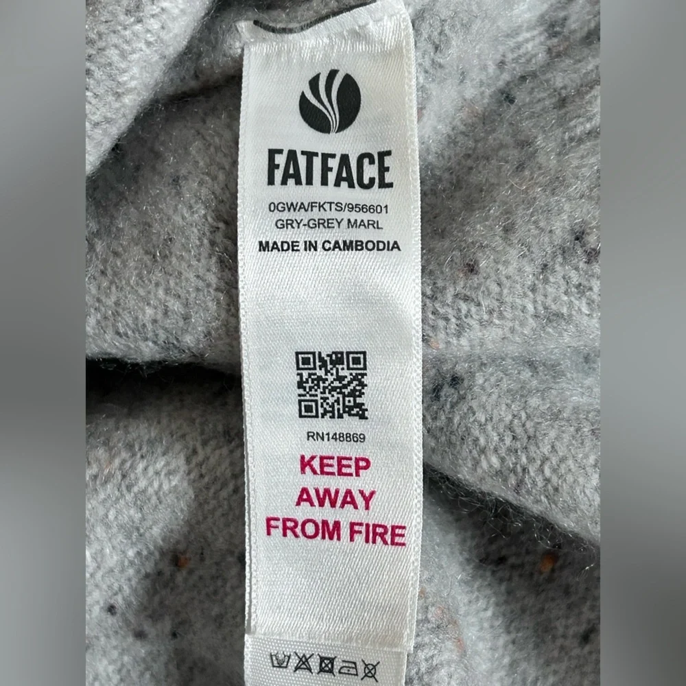 FatFace 100% Cashmere Gray Marl Sweater Women’s Size 10